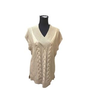 Nautica Women's Gold Sparkle Knit V-Neck Sleeveless Sweater Vest Tunic L